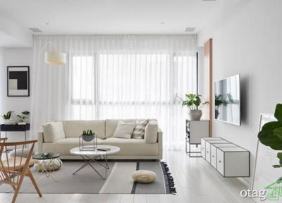دکوراسیون منزل سفید و مشکی در آپارتمانی مدرن با چیدمان ساده